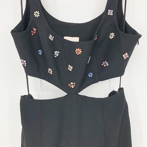 CINQ À SEPT Quinny Embellished Cutout Dress Black Size 10 Scoop Neck NWOT - Picture 6 of 16
